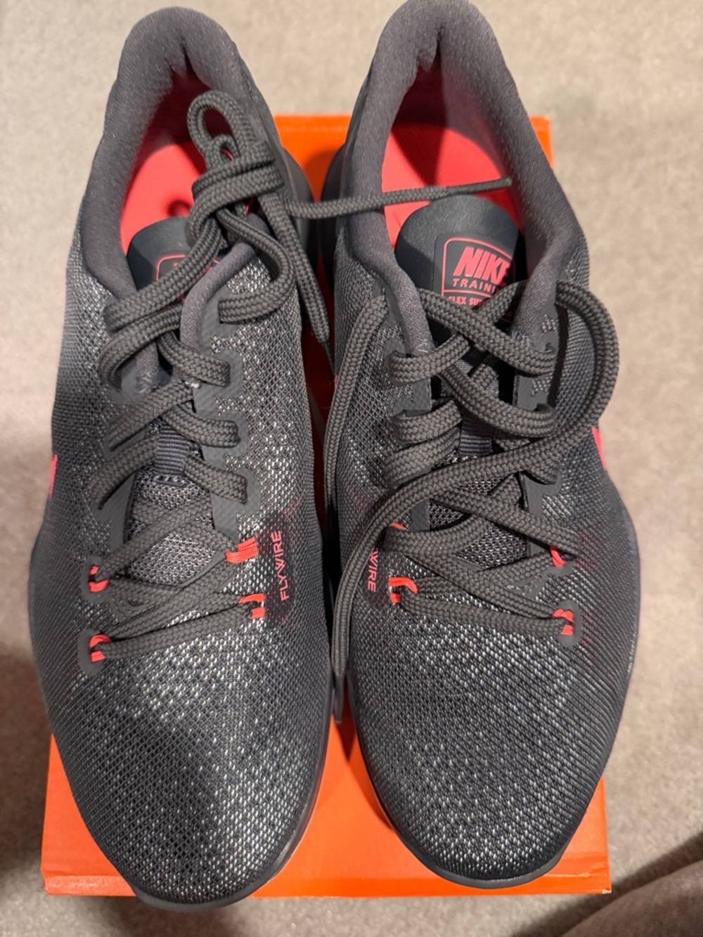 Nike Dark Gray Knit Training Shoes with Pink Accents